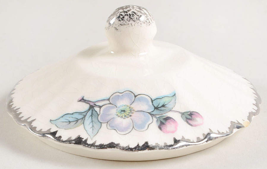 Grey Blossom Lid for Sugar Bowl by Limoges-American-1