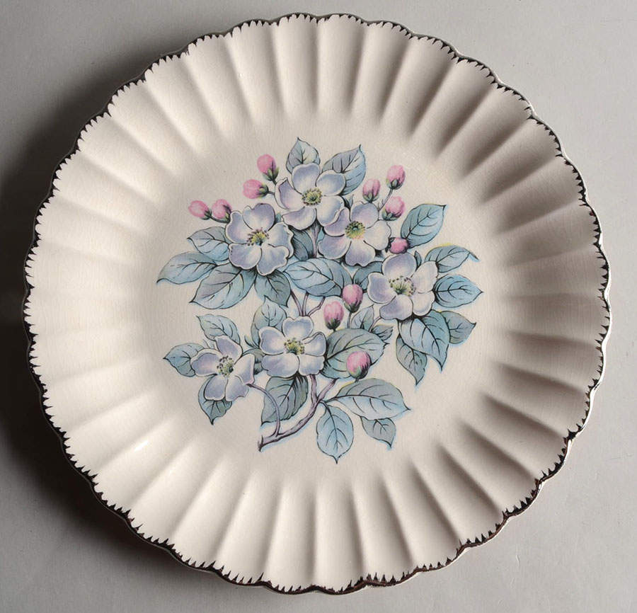 Grey Blossom Dinner Plate by Limoges-American-1
