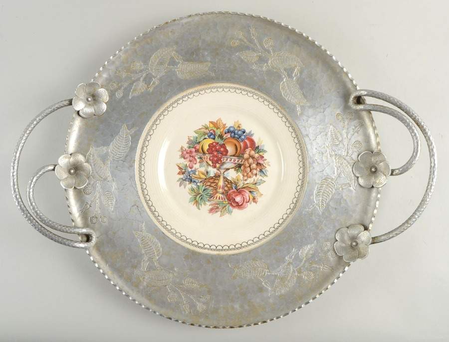 Imperial Victorian Luncheon Plate with Metal Handled Rim by Limoges-American-1