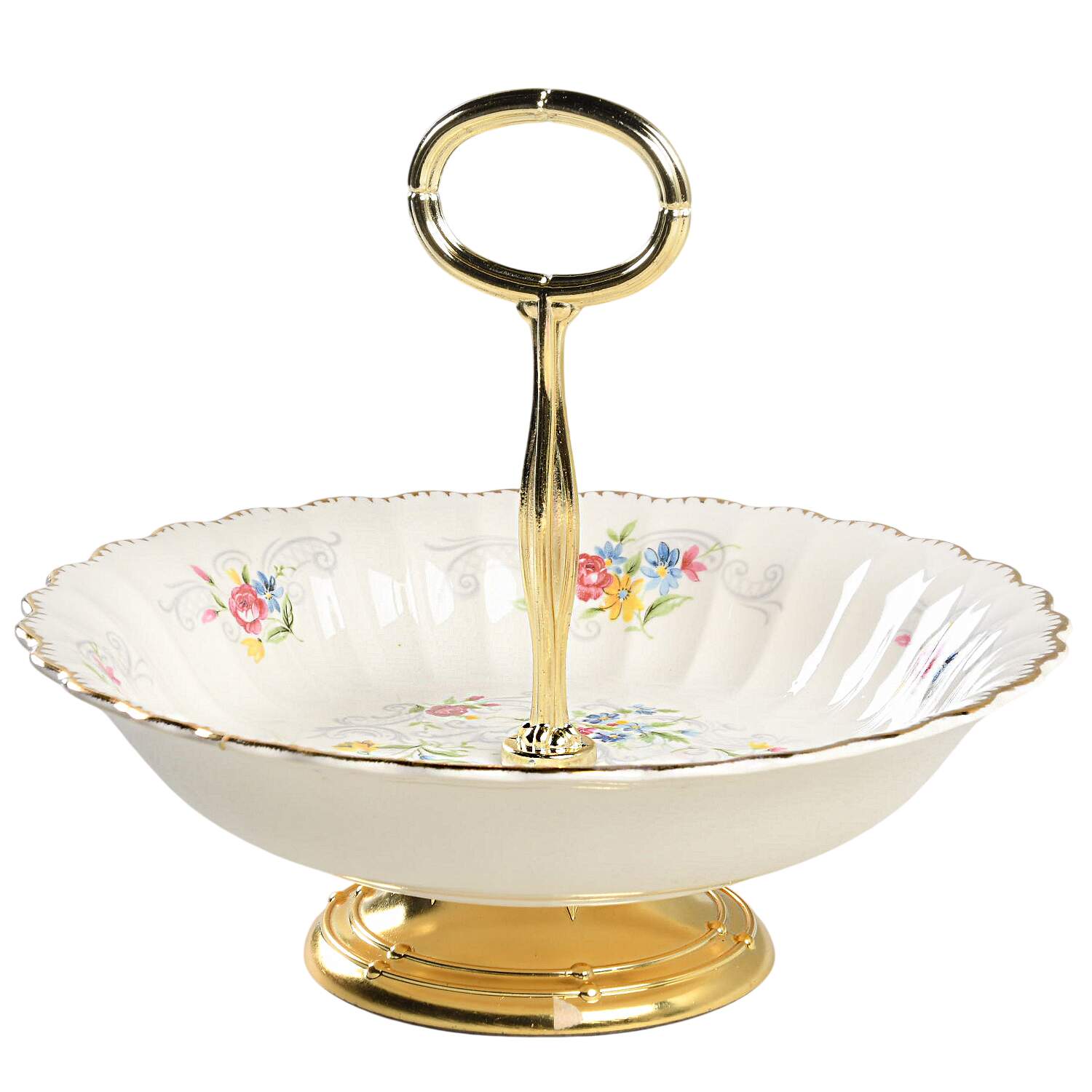 Jennie Lind 6"-7" Handled Footed Nut Dish HC by Limoges-American-1