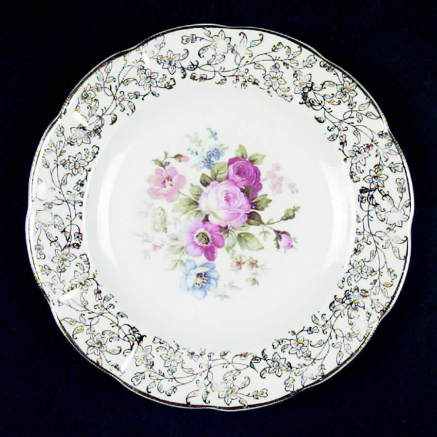 June Rose (Gold Filigree Rim) Bread & Butter Plate by Limoges-American-1