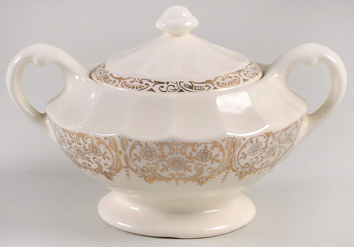 Le Fleur Rouge Sugar Bowl & Lid by Limoges-American-1