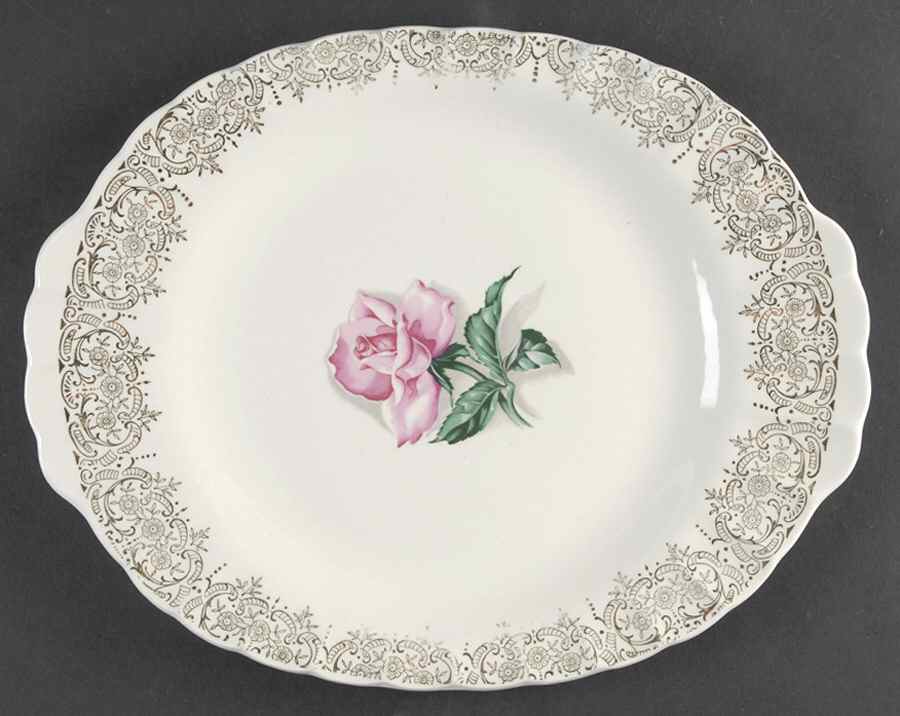 Le Fleur Rouge 11" Oval Serving Platter by Limoges-American-1