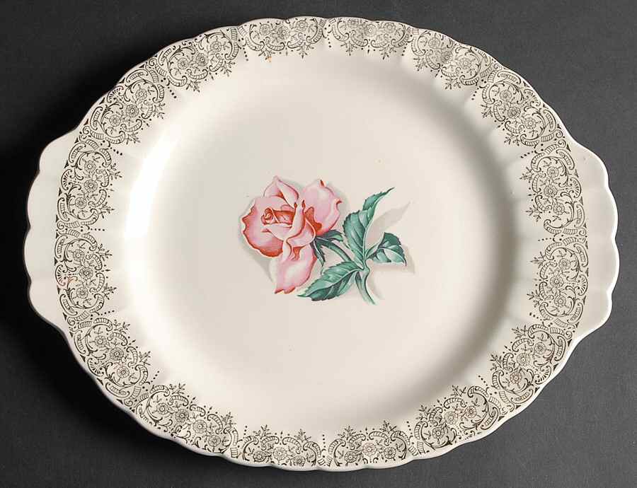 Le Fleur Rouge 13" Oval Serving Platter by Limoges-American-1