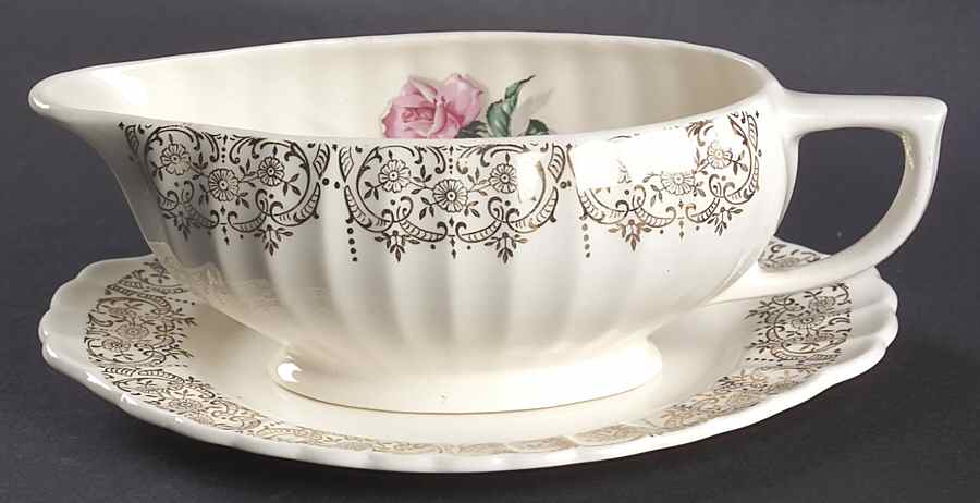 Le Fleur Rouge Gravy Boat & Underplate/Relish by Limoges-American-1