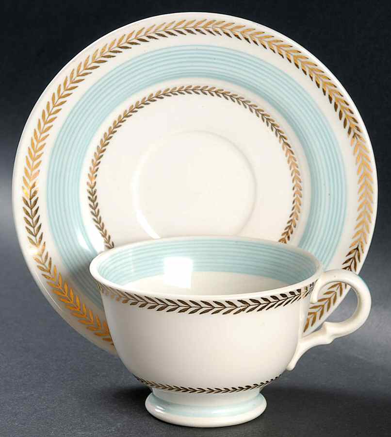 Lyceum Blue Footed Cup & Saucer Set by Limoges-American-1