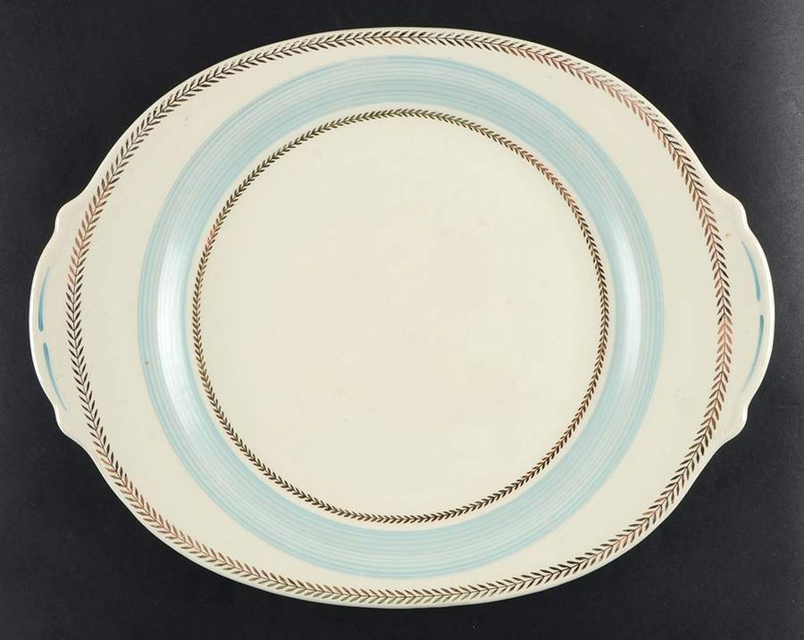 Lyceum Blue 13" Oval Serving Platter by Limoges-American-1