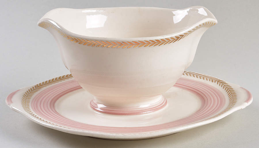 Lyceum Rose Gravy Boat with Attached Underplate by Limoges-American-1