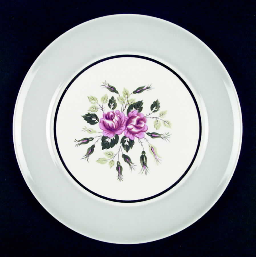 Marsh Rose Cotillion Gray Dinner Plate by Limoges-American-1
