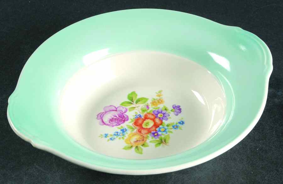 Meissen Rose Araby Blue Lugged Cereal Bowl by Limoges-American-1