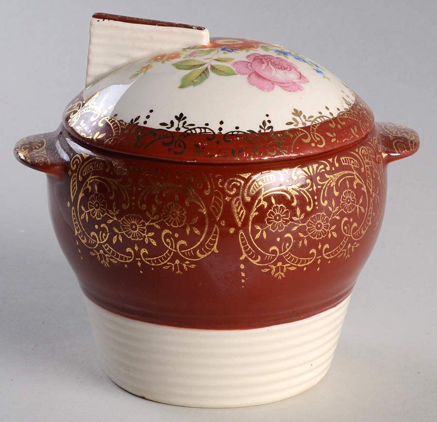 Meissen Rose Red Sugar Bowl & Lid by Limoges-American-1