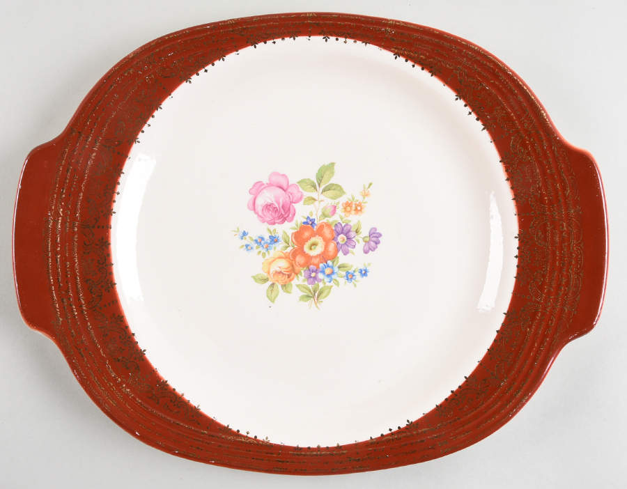 Meissen Rose Red 15" Oval Serving Platter by Limoges-American-1