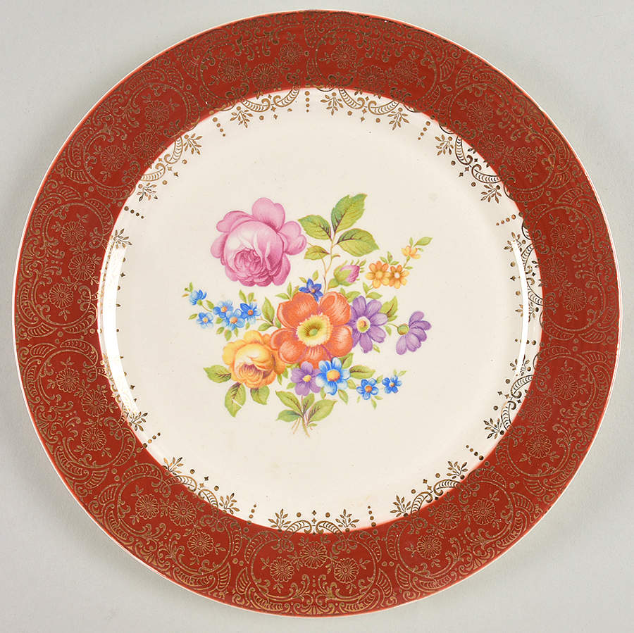 Meissen Rose Red Luncheon Plate by Limoges-American-1