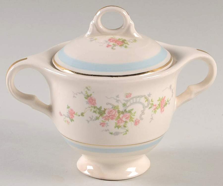 Nancy Rose Sugar Bowl & Lid by Limoges-American-1