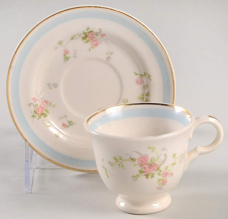 Nancy Rose Footed Demitasse Cup & Saucer Set by Limoges-American-1