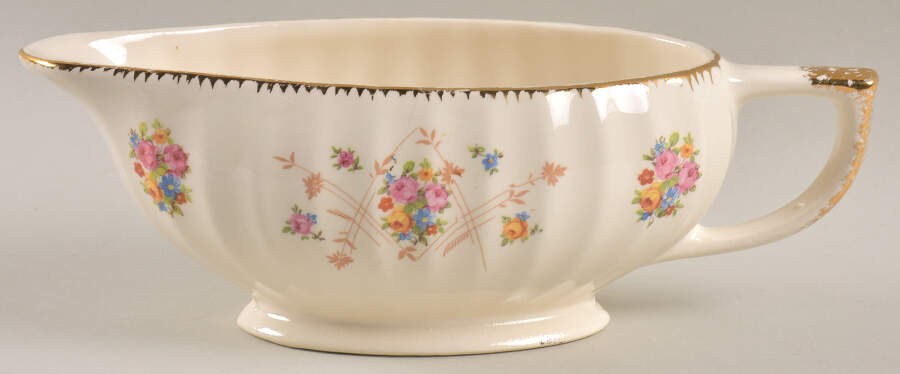 New Princess (Scalloped, Gold Trim) Gravy Boat by Limoges-American-1