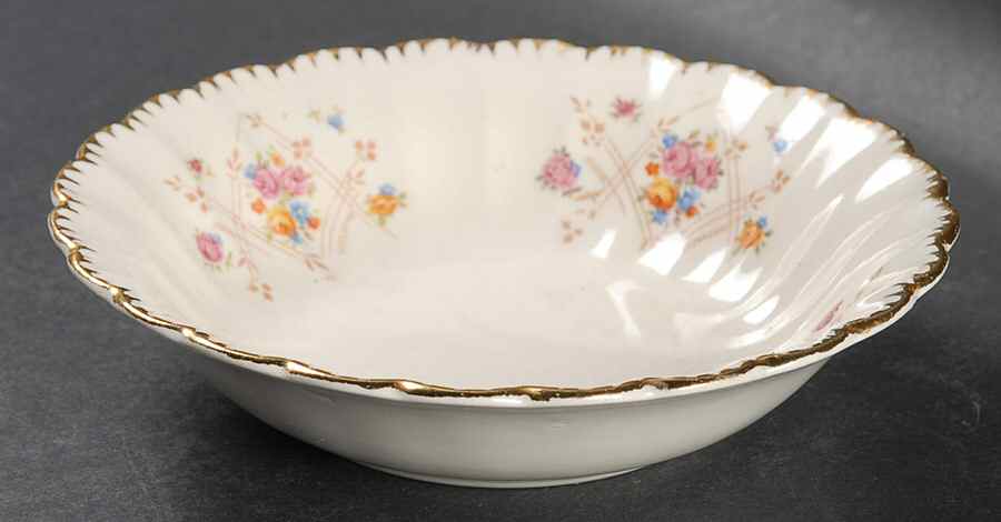 New Princess (Scalloped, Gold Trim) Fruit/Dessert (Sauce) Bowl by Limoges-American-1