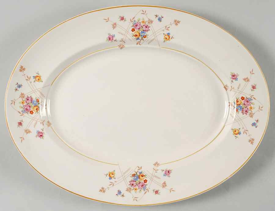 New Princess (Smooth, Yellow Trim) 15" Oval Serving Platter by Limoges-American-1