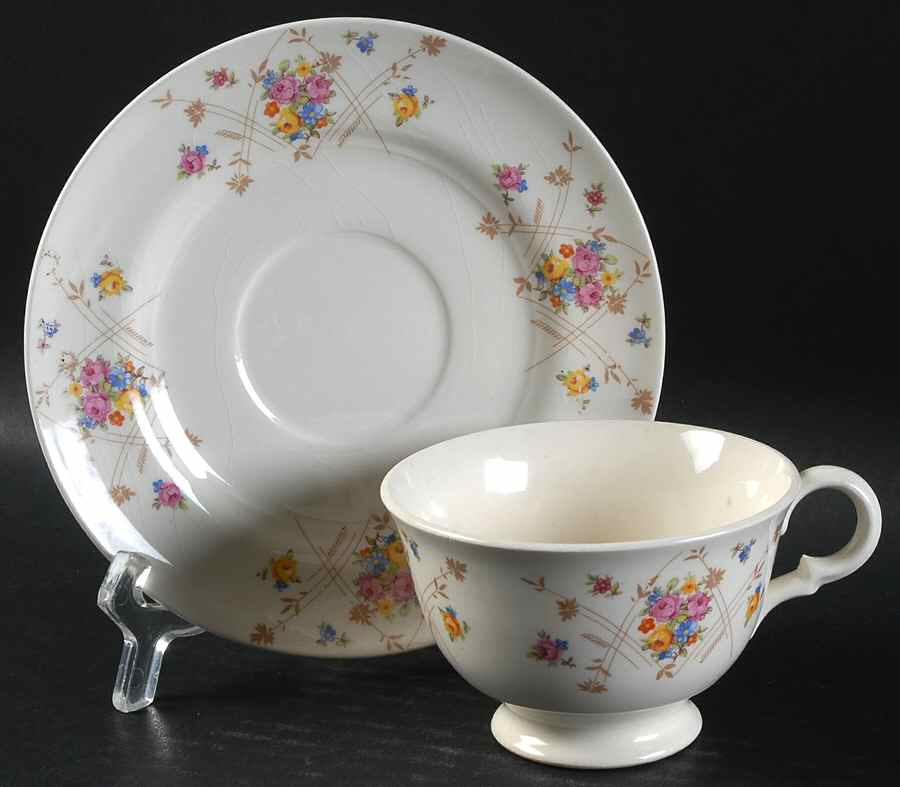 New Princess Footed Cup & Saucer Set by Limoges-American-1