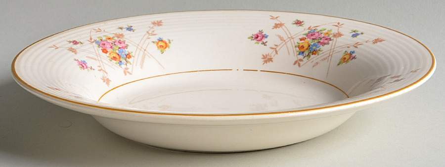 New Princess (Smooth, Ridges, Yellow Trim) Rim Soup Bowl by Limoges-American-1