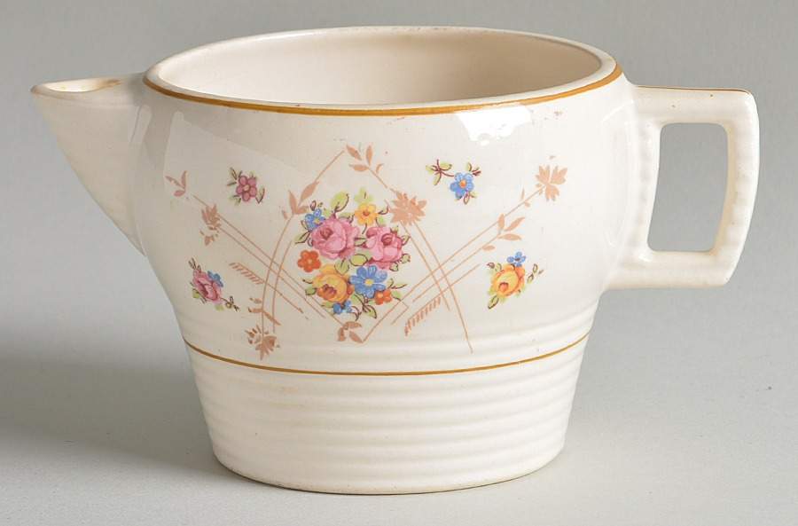 New Princess (Smooth, Ridges, Yellow Trim) Creamer by Limoges-American-1