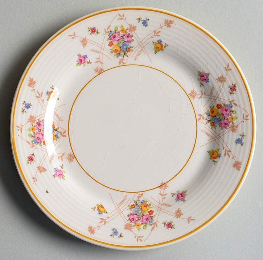 New Princess (Smooth, Ridges, Yellow Trim) Bread & Butter Plate by Limoges-American-1