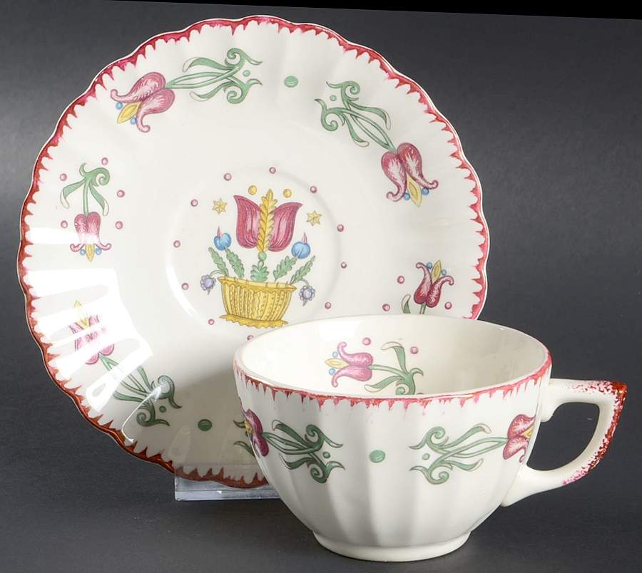 Old Dutch Flat Cup & Saucer Set by Limoges-American-1