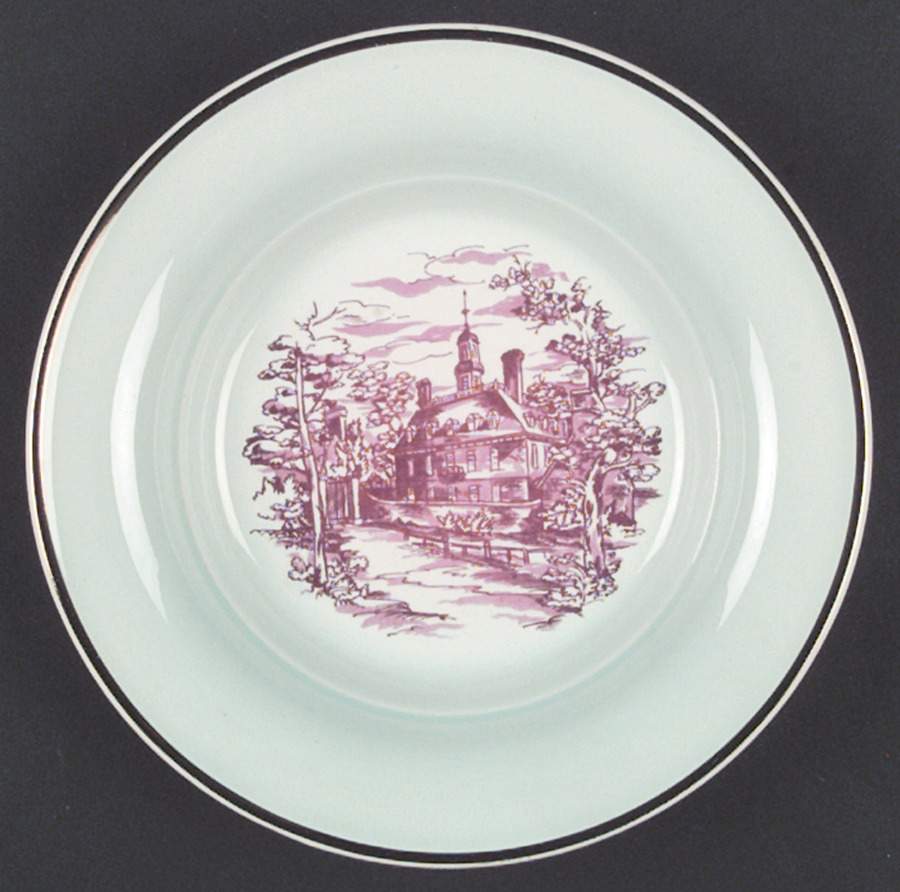 Old Virginia Maroon Rim Soup Bowl by Limoges-American-1
