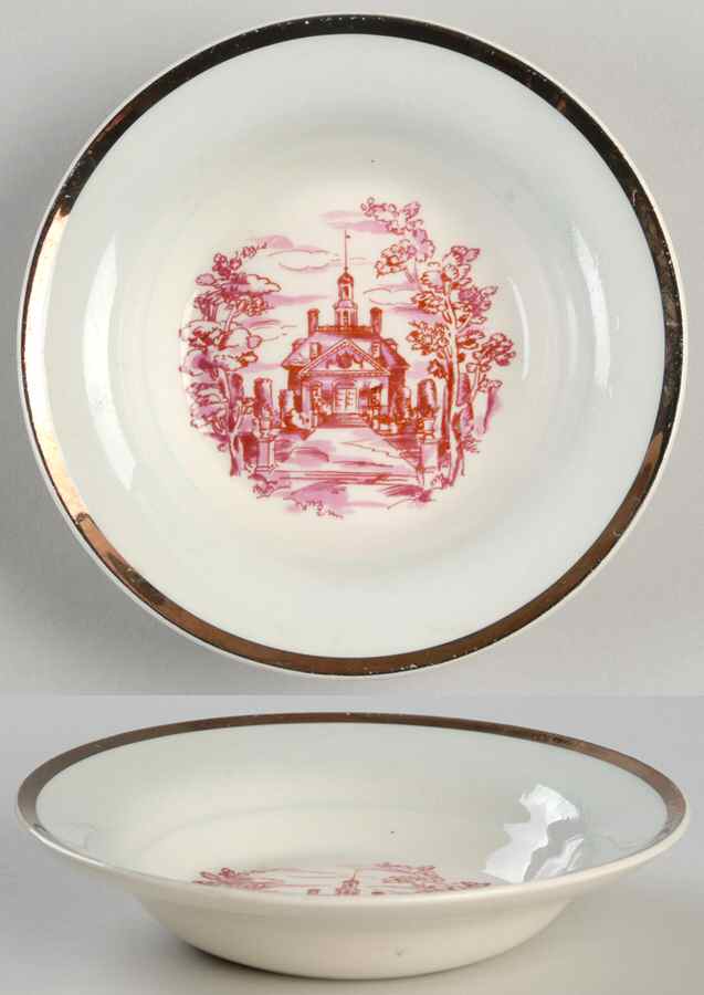 Old Virginia Maroon Rim Fruit/Dessert (Sauce) Bowl by Limoges-American-1