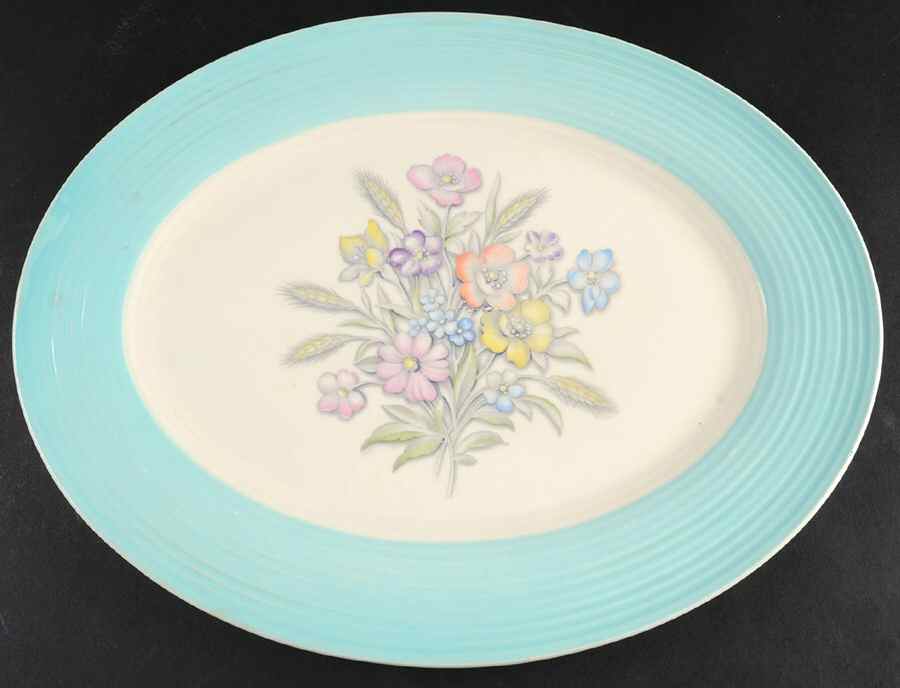 Oslo Blue 13" Oval Serving Platter by Limoges-American-1