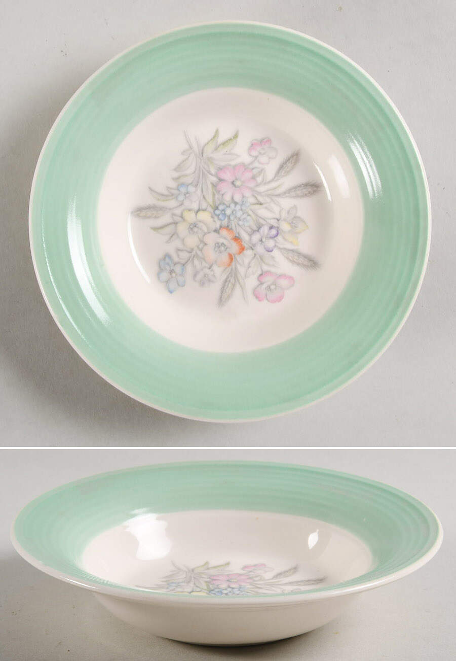Oslo Green Rim Fruit/Dessert (Sauce) Bowl by Limoges-American-1