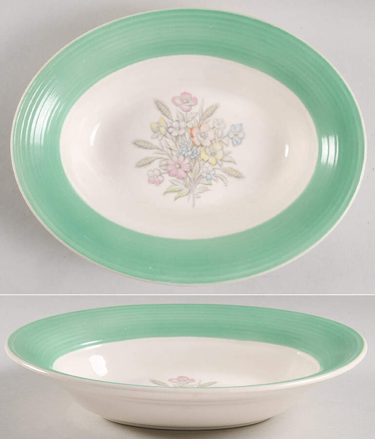 Oslo Green 9" Oval Vegetable Bowl by Limoges-American-1