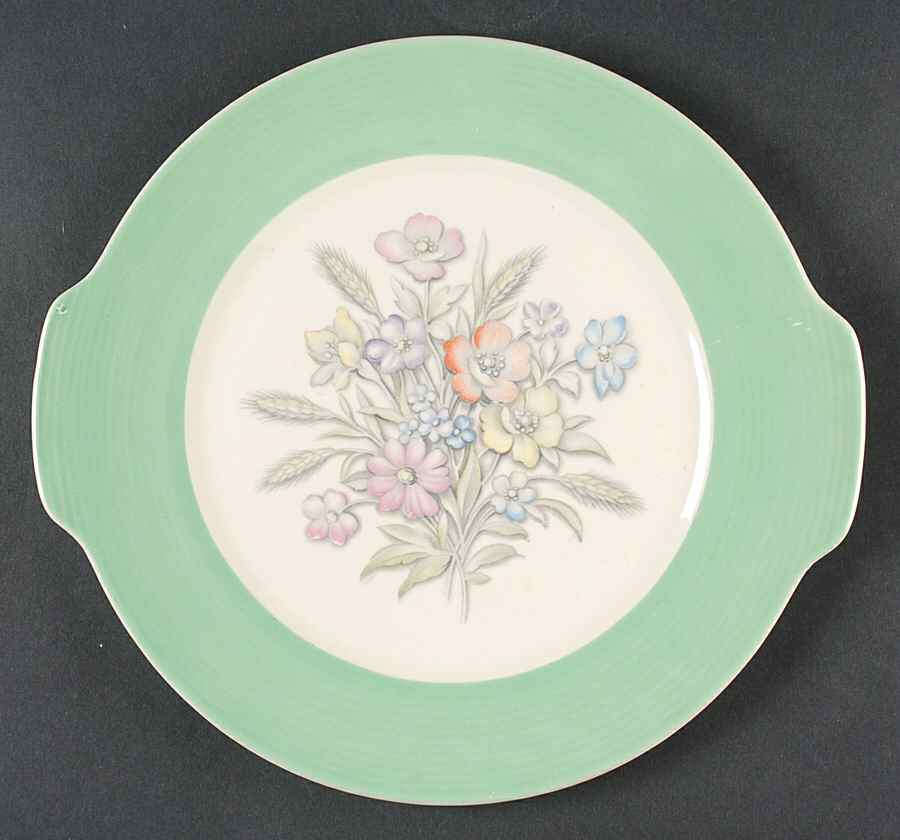 Oslo Green Handled Cake Plate by Limoges-American-1
