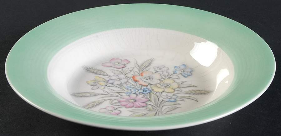 Oslo Green Rim Soup Bowl by Limoges-American-1