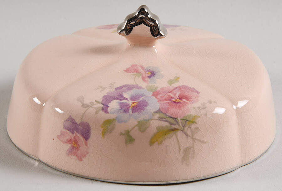 The Pansy (Glo Peach) Lid for Round Butter by Limoges-American-1