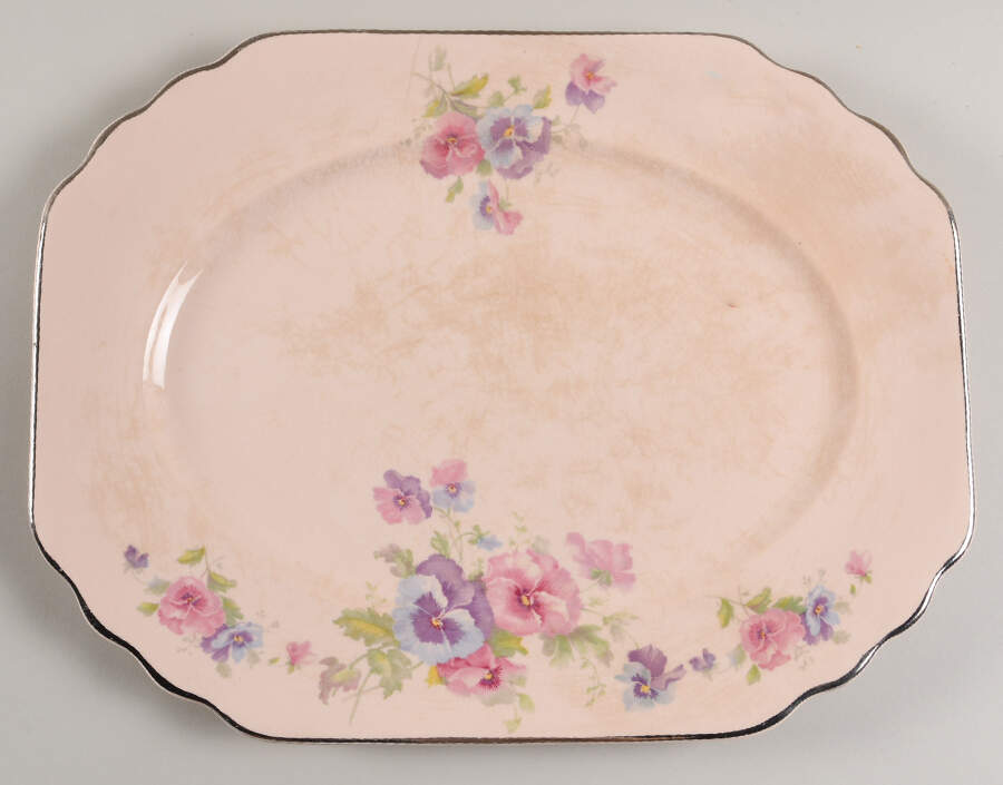 The Pansy (Glo Peach) 14" Oval Serving Platter by Limoges-American-1