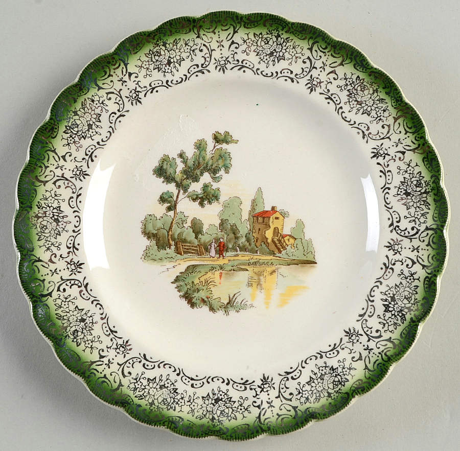 Platinum French Chateau (Green) Bread & Butter Plate by Limoges-American-1