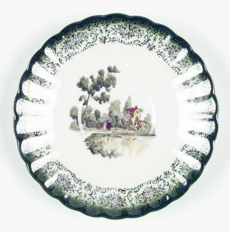 Platinum French Chateau (Green) Saucer by Limoges-American-1