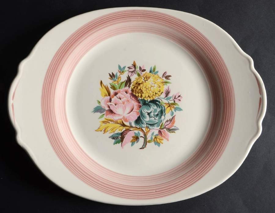 Pompadour Rose Handled Cake Plate by Limoges-American-1