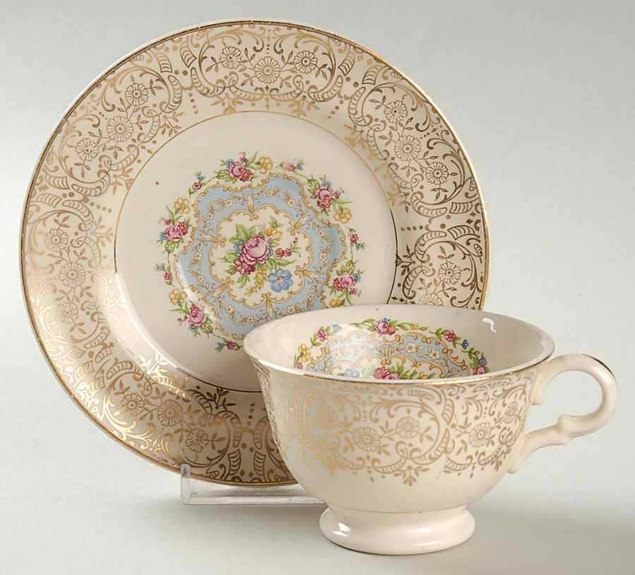 Royal Lyric Footed Cup & Saucer Set by Limoges-American-1