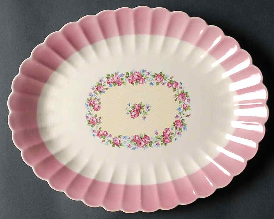 Rose Minuet (Chateau) 13" Oval Serving Platter by Limoges-American-1