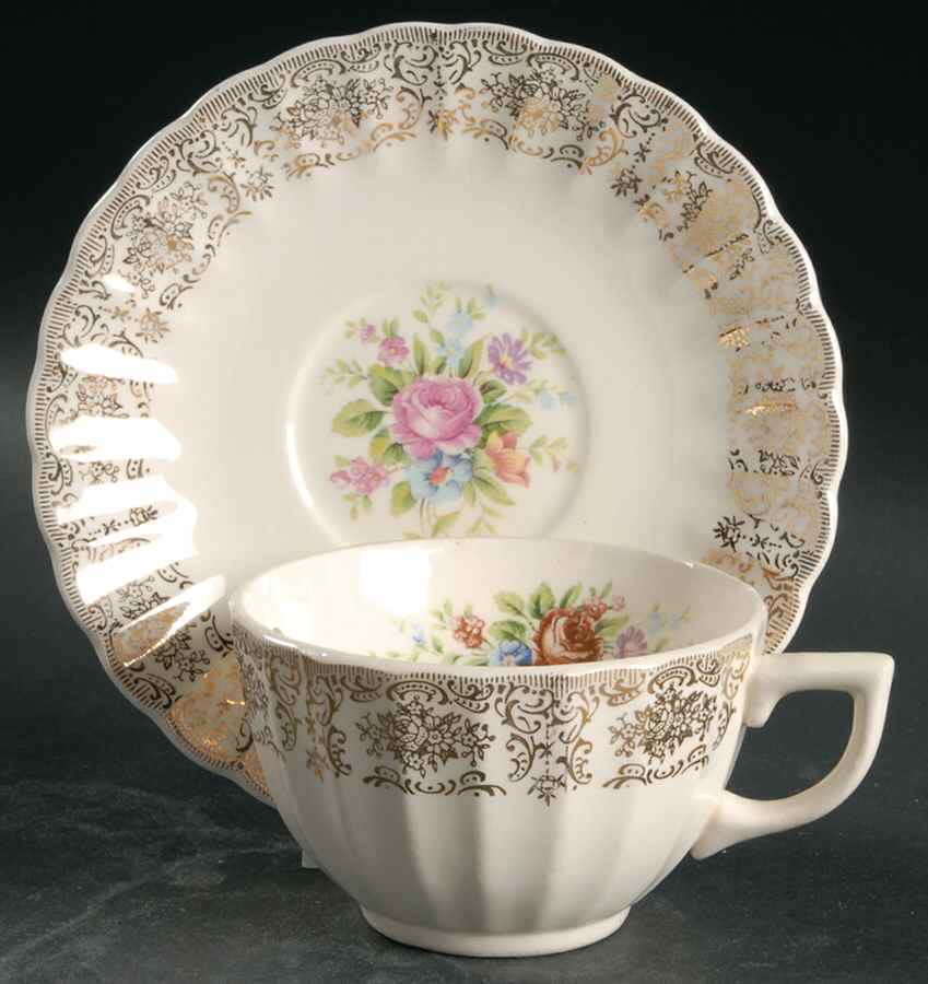 Rosalie (Scalloped) Flat Cup & Saucer Set by Limoges-American-1