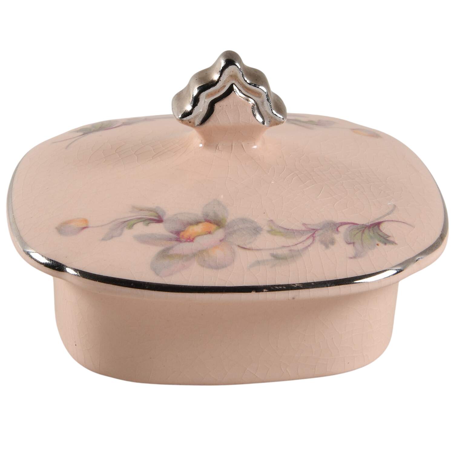 Silver Moon Pink Background Lid for Teapot by Limoges-American-1