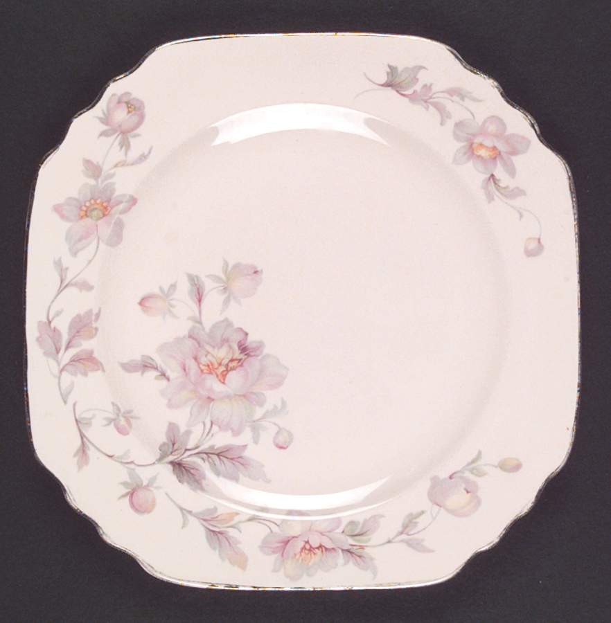 Silver Moon Pink Background Luncheon Plate by Limoges-American-1
