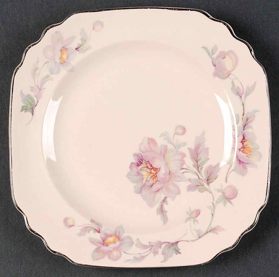 Silver Moon Pink Background Bread & Butter Plate by Limoges-American-1