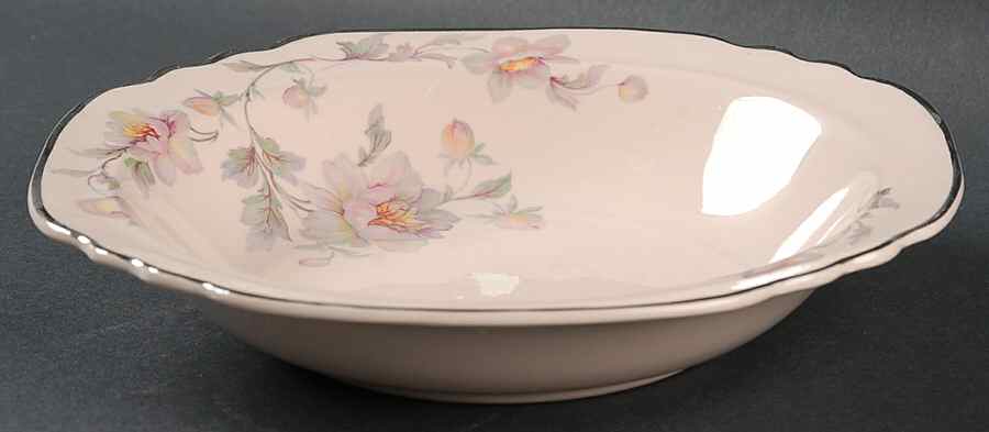 Silver Moon Pink Background Rim Soup Bowl by Limoges-American-1
