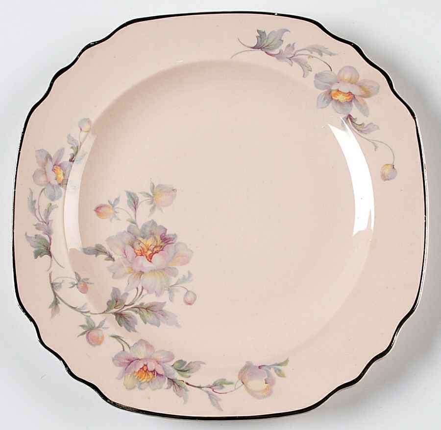 Silver Moon Pink Background Salad Plate by Limoges-American-1