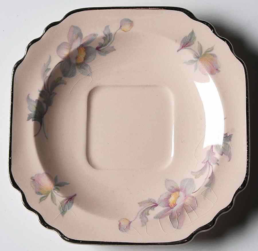 Silver Moon Pink Background Saucer for Demitasse Cup by Limoges-American-1