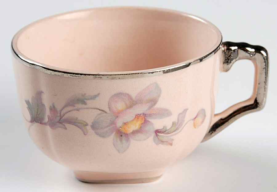 Silver Moon Pink Background Flat Demitasse Cup by Limoges-American-1