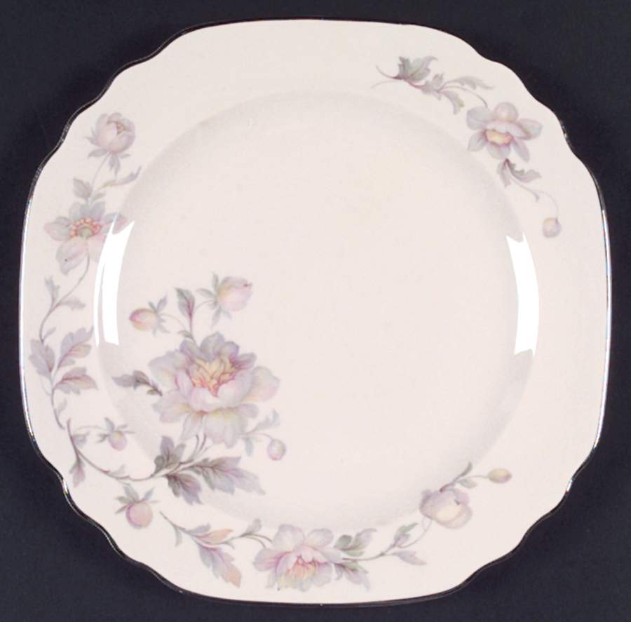 Silver Moon Pink Background Dinner Plate by Limoges-American-1